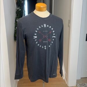 Life Is Good Long Sleeve Graphic Tee | Compass Arrows Design | Size M